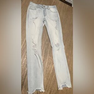 Refuge Light Blue Distressed Skinny Jeans, Size 4